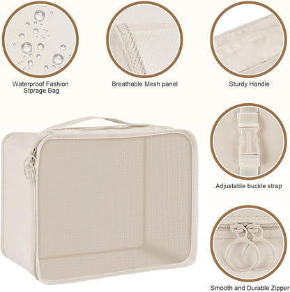 Packing Cubes, 7 Set Travel Packing Bags, Suitcase Organisers for Clothes, Travel Cubes Storage Bag Luggage Accessories (Beige, Packing Cubes + Underware Bag)