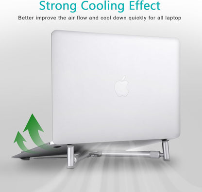 JUBOR Laptop Base Stand for MacBook Pro Computer Lap Notebook, Adjustable Laptop Riser Cooling Aluminium Ventilated Portable Foldable Ergonomic Holder for 12" 13" 15" 17" Screen