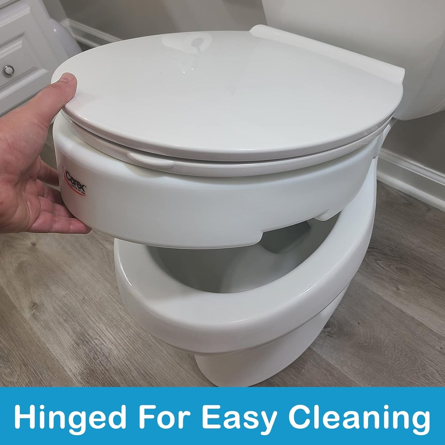 Carex Health Brands Hinged Toilet Seat Riser, Round