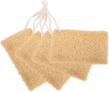 SHERCHPRY 4Pcs Natural Loofah Sponge Dish Scrubber Kitchen Multi Functional and Lightweight for Dishwashing