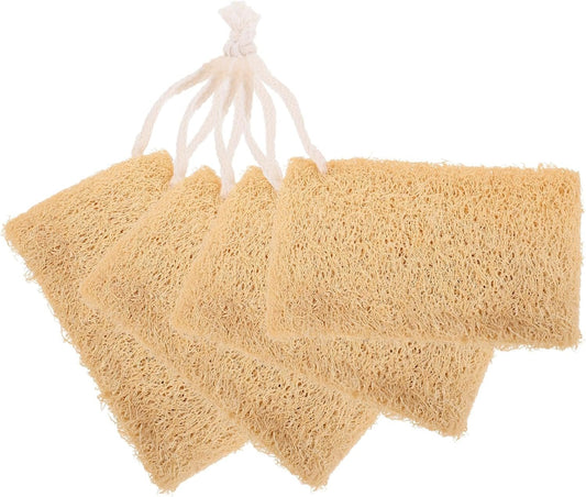 SHERCHPRY 4Pcs Natural Loofah Sponge Dish Scrubber Kitchen Multi Functional and Lightweight for Dishwashing