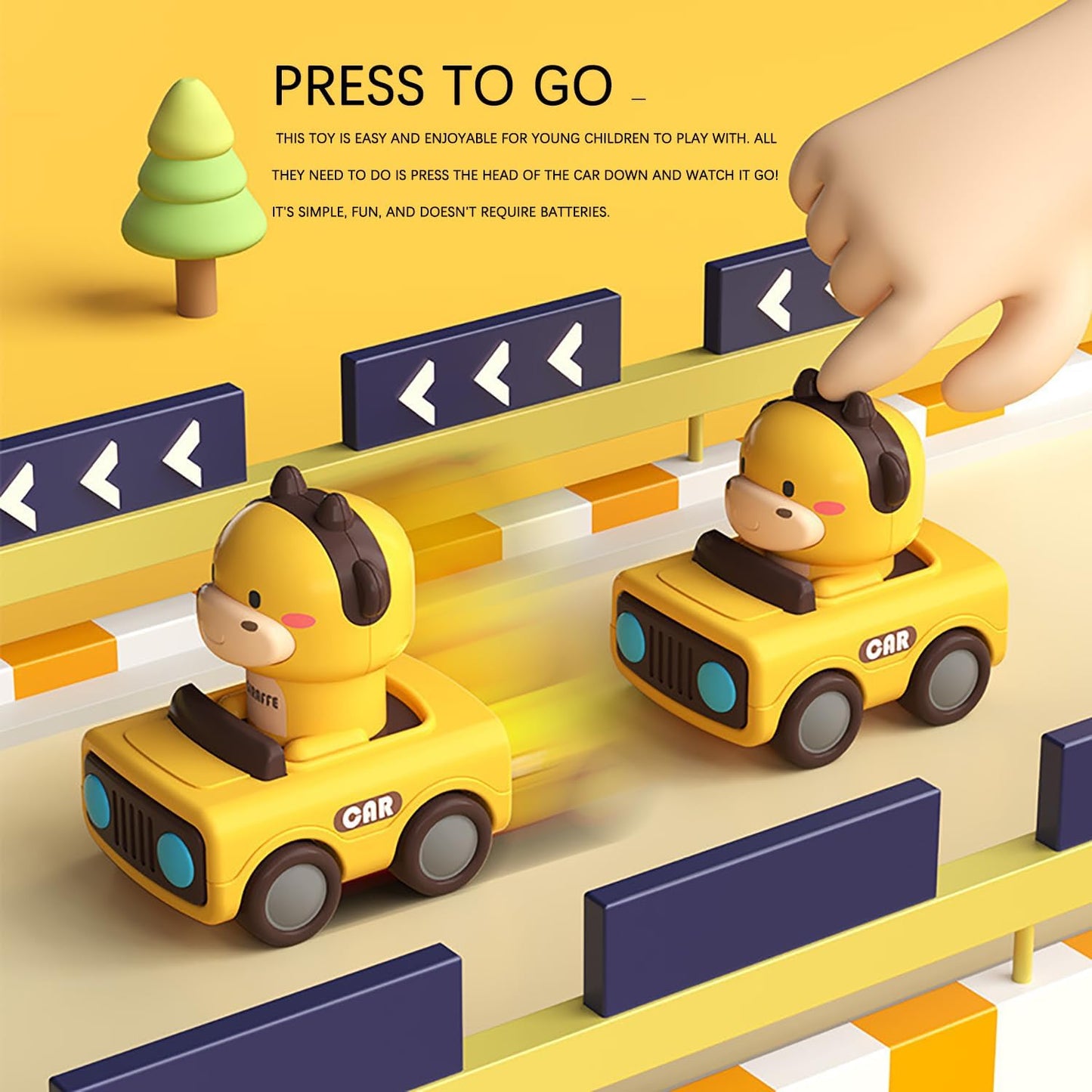 Press & Go Car for Toddlers 1-3, Baby Animal Racing Cars, Infant Play Vehicle Set, Baby Push Go Friction Car Toys for 6-9-12-18 Months, 1st Birthday for 1-2 Years Old Boys