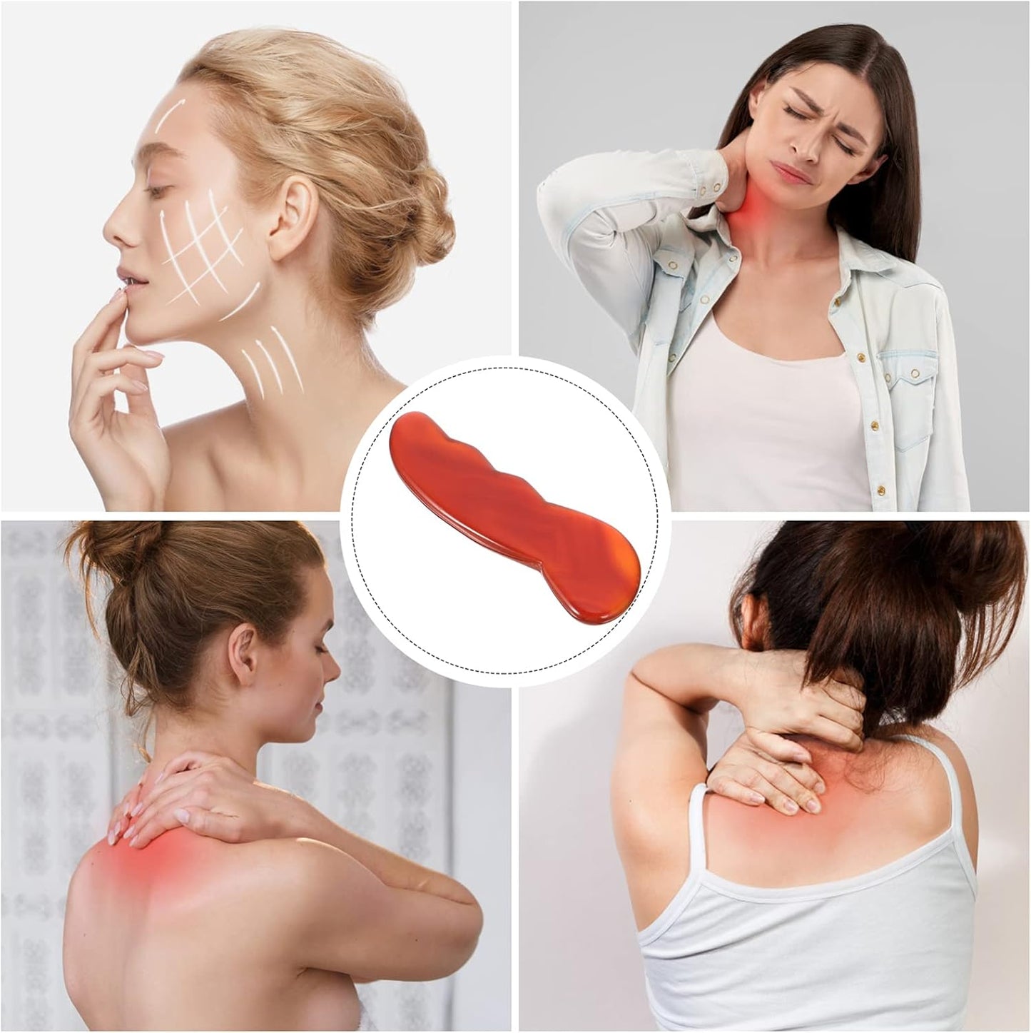 DEARMAMY 1 Pezzo Raschietto Di Raschiatura Massaggio Di Massaggio Per Il Viso Attrezzo Piastra Raschiante Asse Collo e Spalla Facciale Strumenti Per Il Viso Terapia Agata