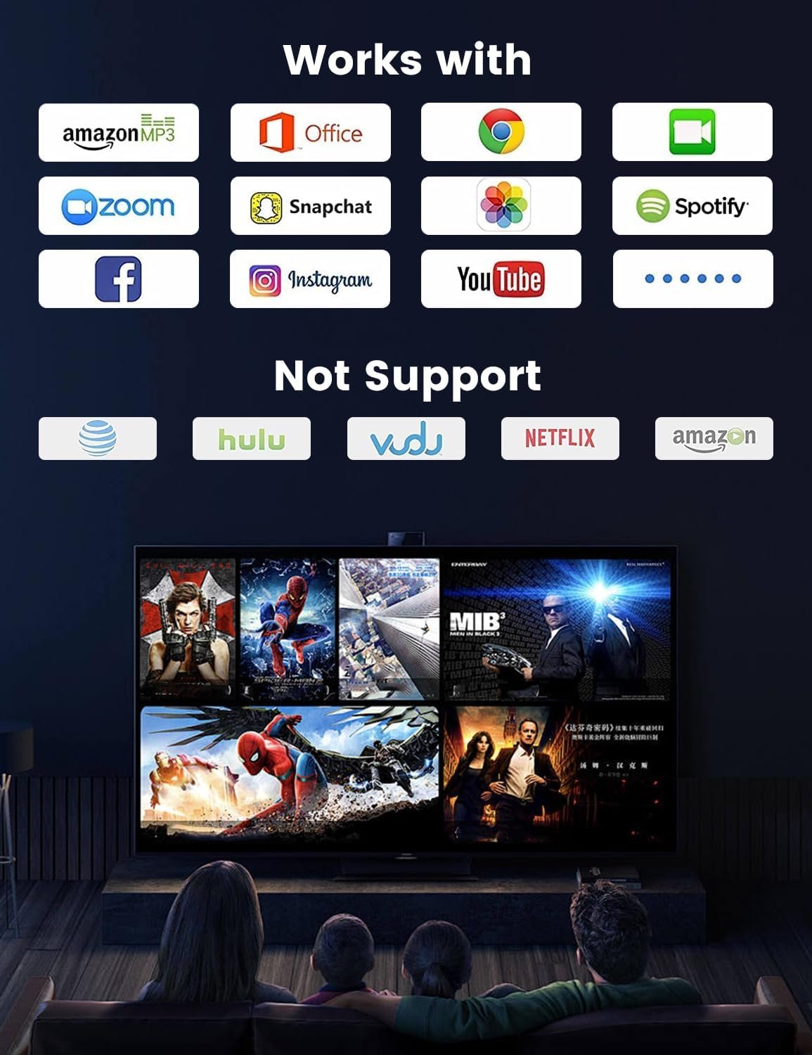 Wireless HDMI Display Dongle Adapter, 1080P HD Streaming for Laptop,PC,Smartphone to HDTV/Projector, Compatible with Android, iOS,Windows,and MacOS