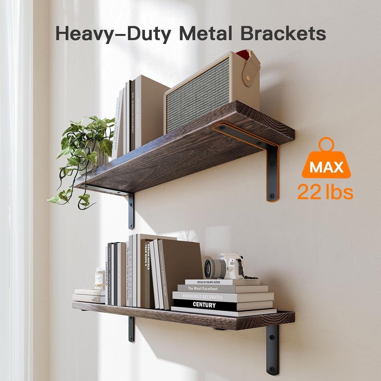 AMADA HOMEFURNISHING Bathroom Shelves with Storage Basket, Floating Shelves for Home Organization & Wall Decor, 3 Set Natural Wood Wall Shelf for Bathroom/Bedroom/Kitchen etc
