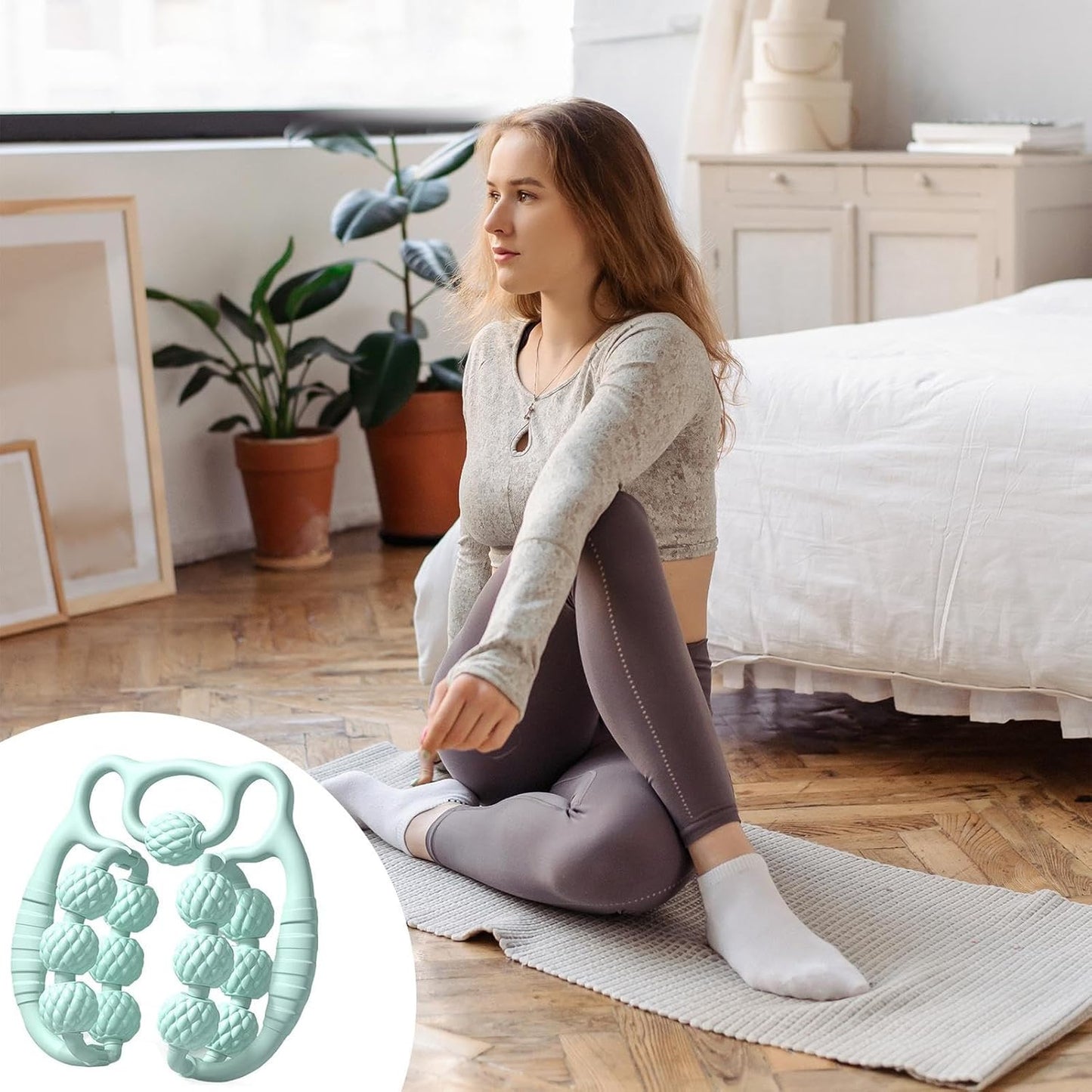 Rullo per gambe, comodo attrezzo per il fitness, massaggiatore per gambe a doppia , ergonomico, regolabile, rullo in schiuma per massaggi muscolari | Massaggiatore a rullo rilassante per uso