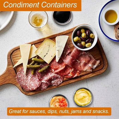 Salad Dressing Container 4Pcs Reusable Ketchup Box To Go Stainless Steel Sauce Pots Leakproof Storage Containers with Lids for Lunch Boxes Sauce Dips