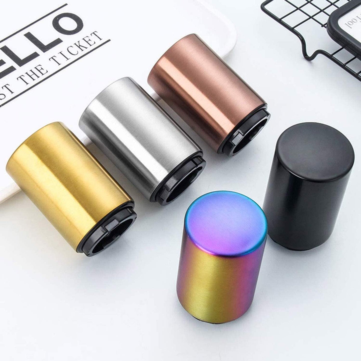 Push Down Bottle Opener,Magnetic Beer Bottle Opener,Press Down Automatic Bottle Opener,Magnet Beer Cola Soda Crown Cap Top Bottle Opener Tool Kitchen Gadgets Accessories Gifts for Men