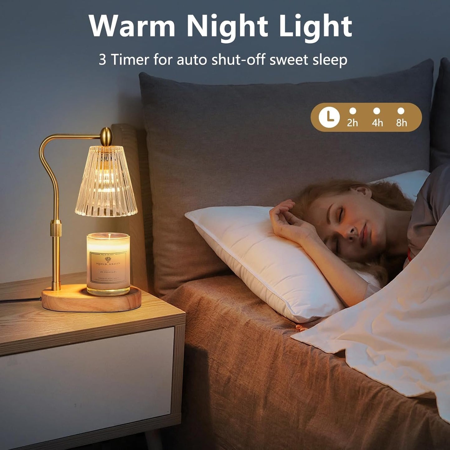 Candle Warmer Lamp with Timer and Dimmer Adjustable Height, Candle Warmer with 2 Bulbs for Scented Jar Candles Home Decor Christmas Gifts