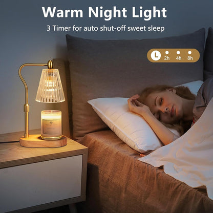 Candle Warmer Lamp with Timer and Dimmer Adjustable Height, Candle Warmer with 2 Bulbs for Scented Jar Candles Home Decor Christmas Gifts