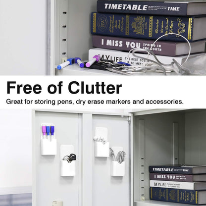 MoKo Magnetic Dry Erase Marker Holder, [4 Pack] Pen/Pencil/Magnets/Dry Erase Marker Storage Organizer for Home Refrigerator, Office Glass Whiteboard, Locker and Other Magnetic Surfaces - White