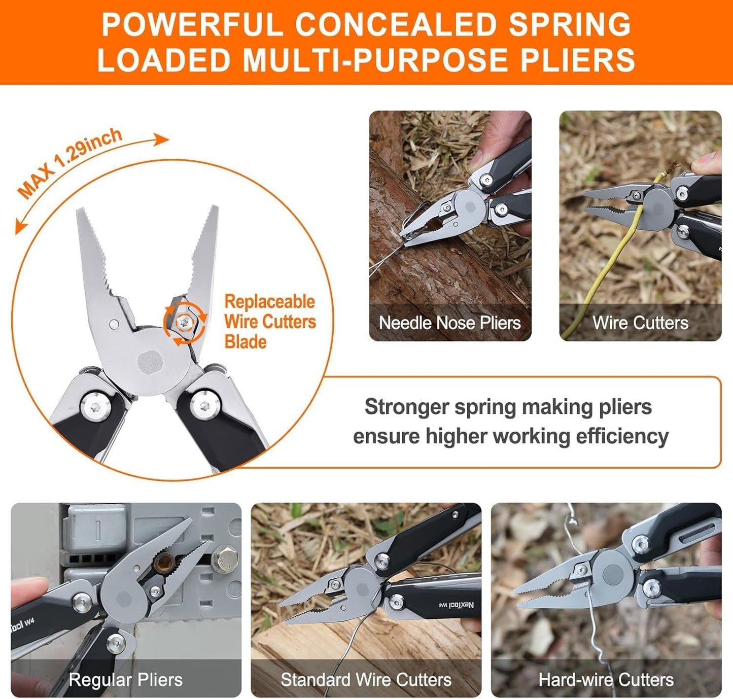 NexTool Adjustable Wrench Pliers, 11-in-1 Collapsible EDC Tool with Pliers, Knife, Saw and Screwdriver for Camping, DIY and Men's Gifts (W4)