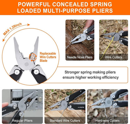 NexTool Adjustable Wrench Pliers, 11-in-1 Collapsible EDC Tool with Pliers, Knife, Saw and Screwdriver for Camping, DIY and Men's Gifts (W4)