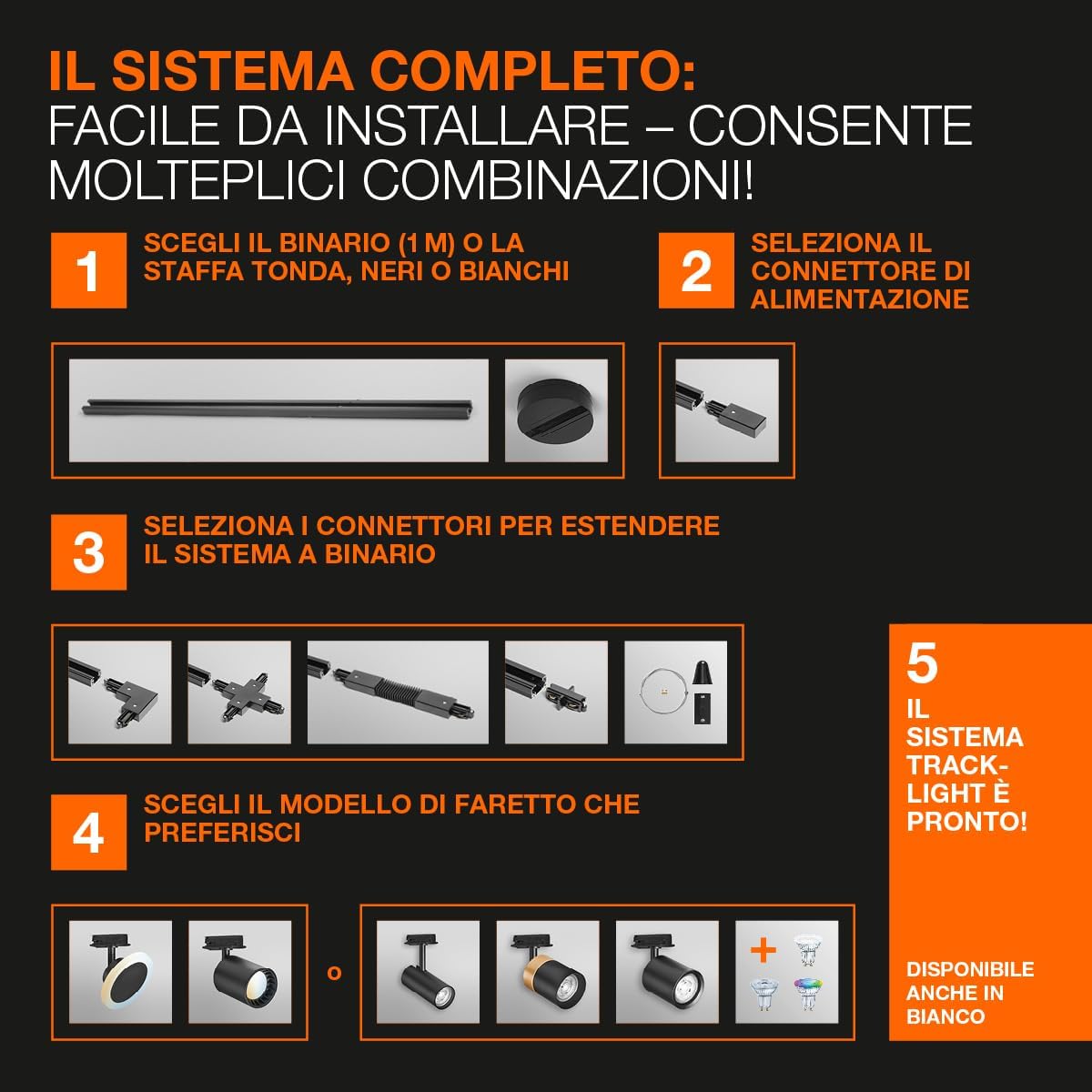 LEDVANCE SMART+ TRACKLIGHT Spot Osaka WiFi Track Spotlight, Black, 5W, 500lm, Adjustable White Light (3000K-6500K), App Control, Compatible with Amazon, Google, etc.