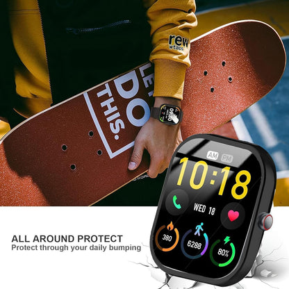 Compatible for Soudorv Smart Watch Case, Lamshaw Soft Slim TPU All Around Protective Shell Anti-Scratch Bumper Cover Case Compatible for Soudorv T70 Smart Watch-1.91" (Black+Black)