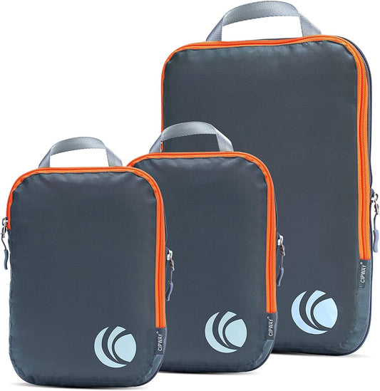 Cipway Compression Packing Cubes Set, Ultralight Expandable Travel Organizer for Hand Luggage, a_grey 3pcs, Large