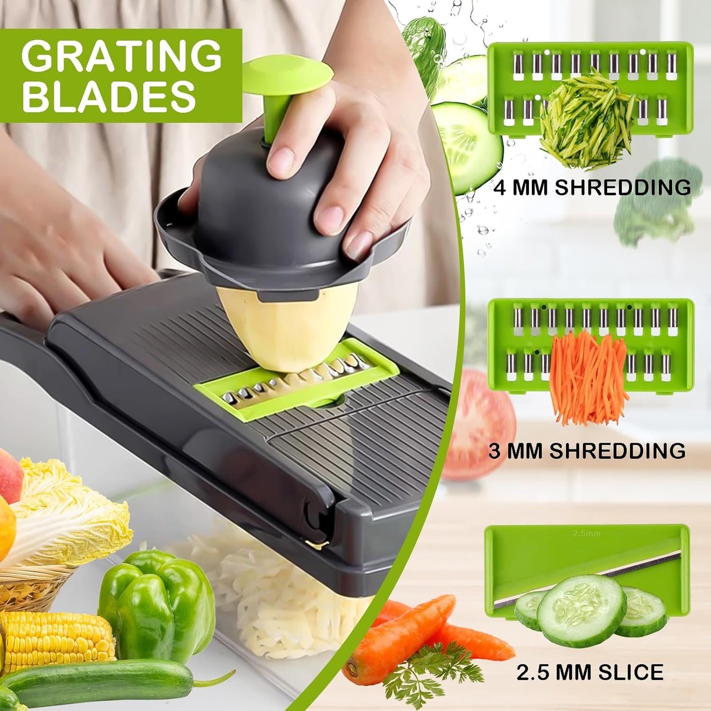 ZWLIYCHN Vegetable Chopper Cutter Mandoline Slicer Cheese Grate Onion Salad Veggie Chopper Dicer with Container Veggie Julienne Potato Cheese Grater Kitchen Tools Gadgets Hand Protector