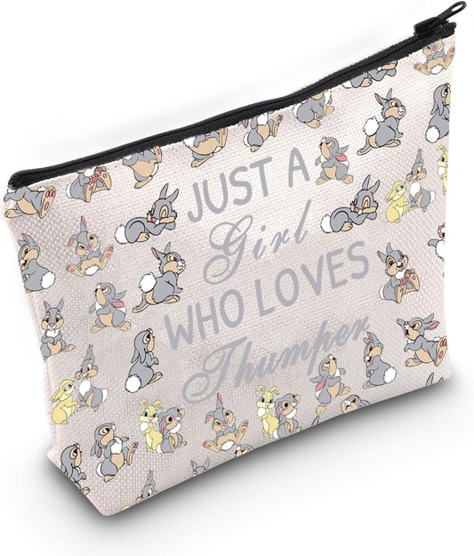 Thumper and Bunny Cosmetic Bag Cartoon Lover Gift Rabbit Themed Travel Toiletry Pouch (C Rabbit)