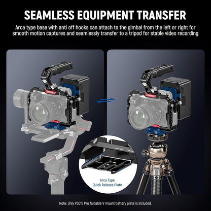 NEEWER V Mount Battery Plate with Arca Type Quick Release Plate, Foldable V Lock Mounting Adapter for NEEWER PS099E, Compatible with Camera Cage Video Rig Accessories DJI RS4 RS3 Gimbal, PS015 PRO