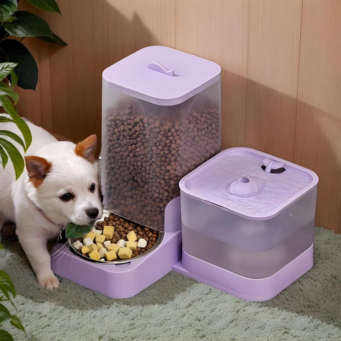 Automatic Pet Feeder,Dog Food Dispenser Automatic Feeder - Drinker Waterer Large Capacity Pet Supplies, Storage Container for Kitten Puppy Feeding Watering