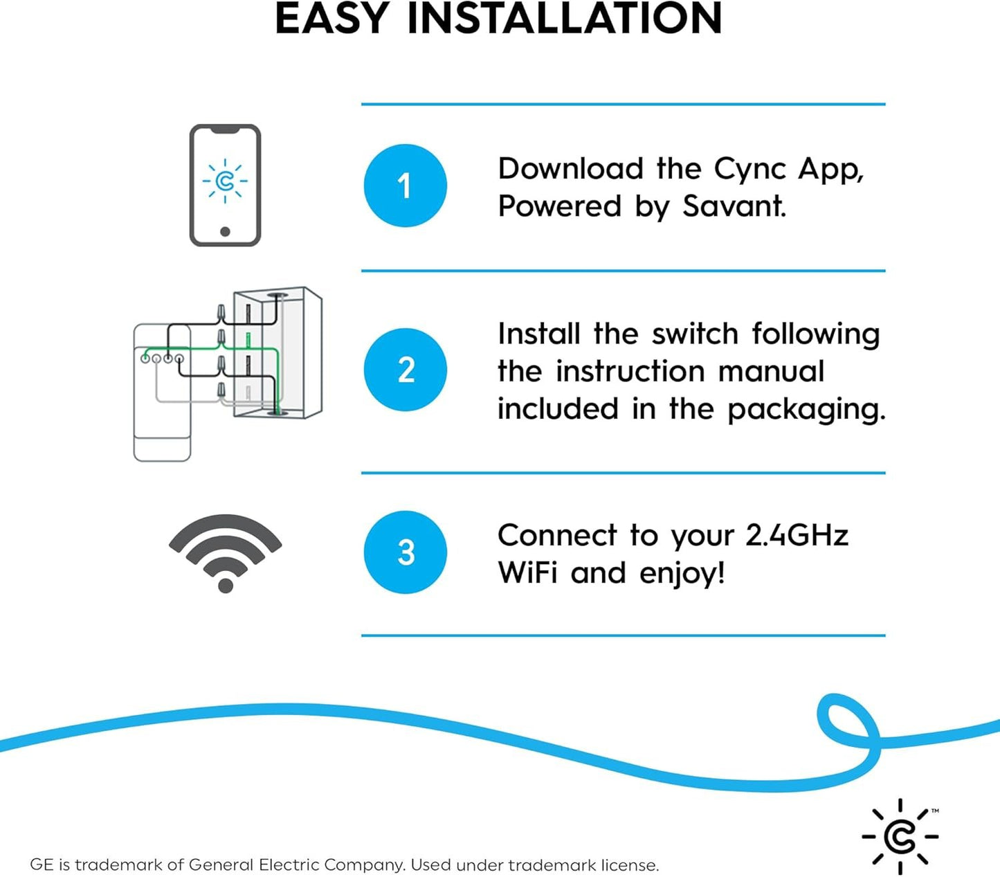 GE CYNC Smart Ceiling Fan Control, Neutral Wire Required, Bluetooth and 2.5 GHz Wi-Fi 4-Wire Smart Switch, Works with Amazon Alexa and Google Home, White