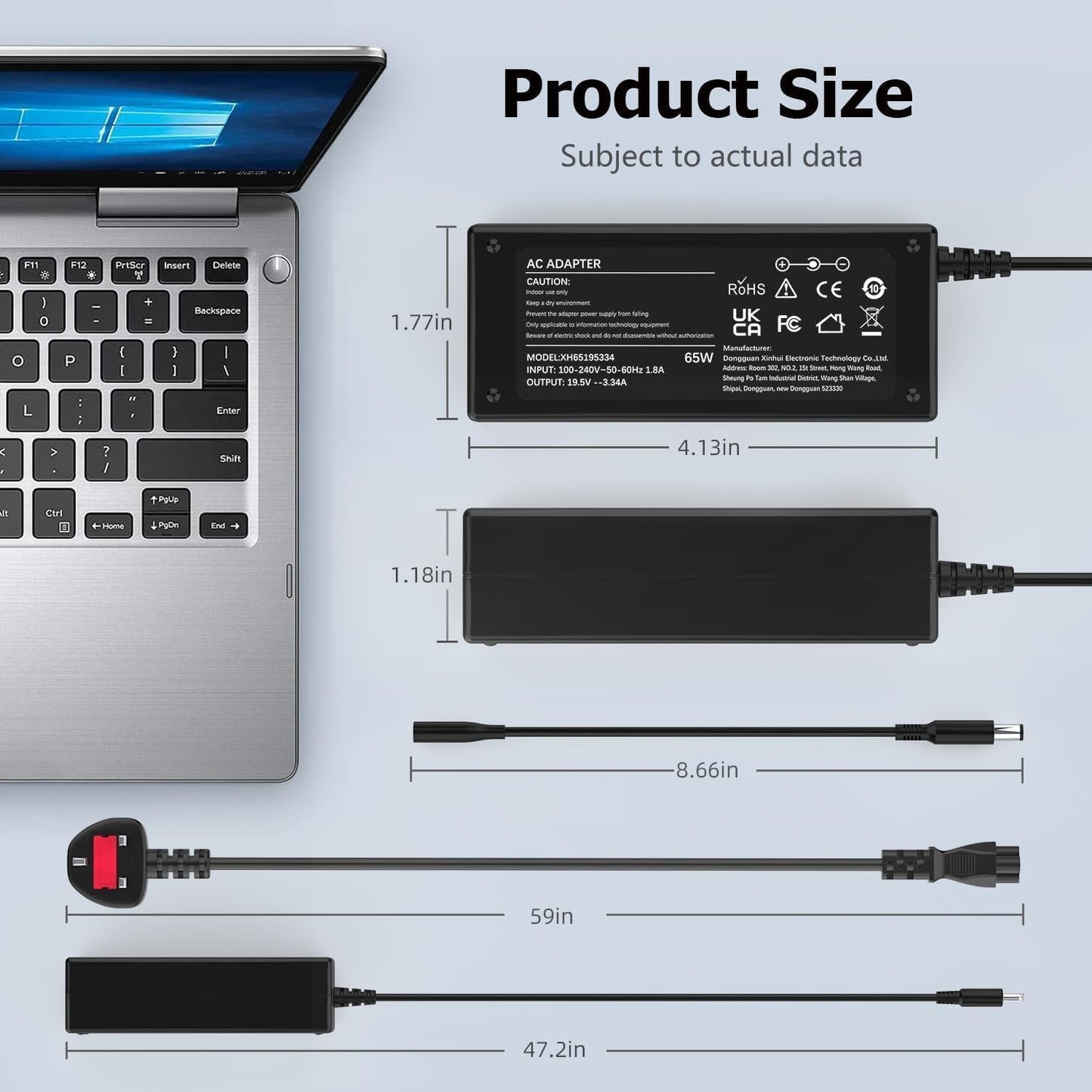 65W AC Adapter Laptop Charger Replacement for Dell Latitude E6420 E6430 E6430s E6430U E6440 E6500 E6510 E6520 E6530 E6540 E7240 E7250 E7440 E7450 LA65NM130 HA65NM130 Power Supply Cord Plug