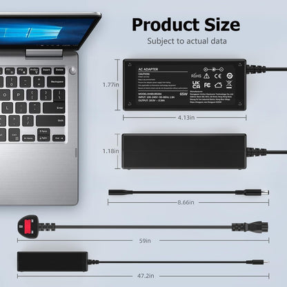 65W AC Adapter Laptop Charger Replacement for Dell Latitude E6420 E6430 E6430s E6430U E6440 E6500 E6510 E6520 E6530 E6540 E7240 E7250 E7440 E7450 LA65NM130 HA65NM130 Power Supply Cord Plug