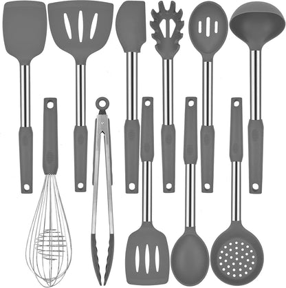 Kitchen Utensil Set - Silicone Cooking Utensils - Stainless Steel Kitchen Utensils Set - Silicone Spatula Set Utensil Set - Silicone Utensils Cooking Utensil Set - Kitchen Tools Gadgets