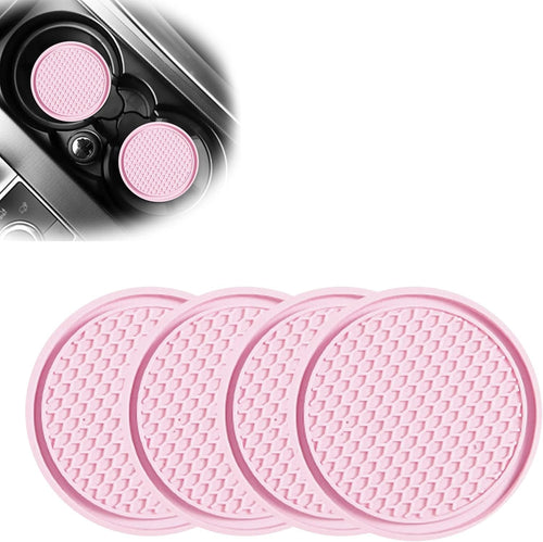 Sodcay 4 PCS Car Cup Holder Coaster, 2.75In PVC Anti Slip Cup Holder Insert Coaster, Honeycomb Waterproof Fixed Tea Coaster, Universal for Vehicle Interior Cup Mats (Pink) (SOBD0002PK-4PC)