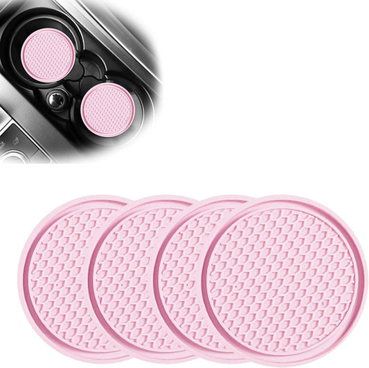 Sodcay 4 PCS Car Cup Holder Coaster, 2.75In PVC Anti Slip Cup Holder Insert Coaster, Honeycomb Waterproof Fixed Tea Coaster, Universal for Vehicle Interior Cup Mats (Pink) (SOBD0002PK-4PC)