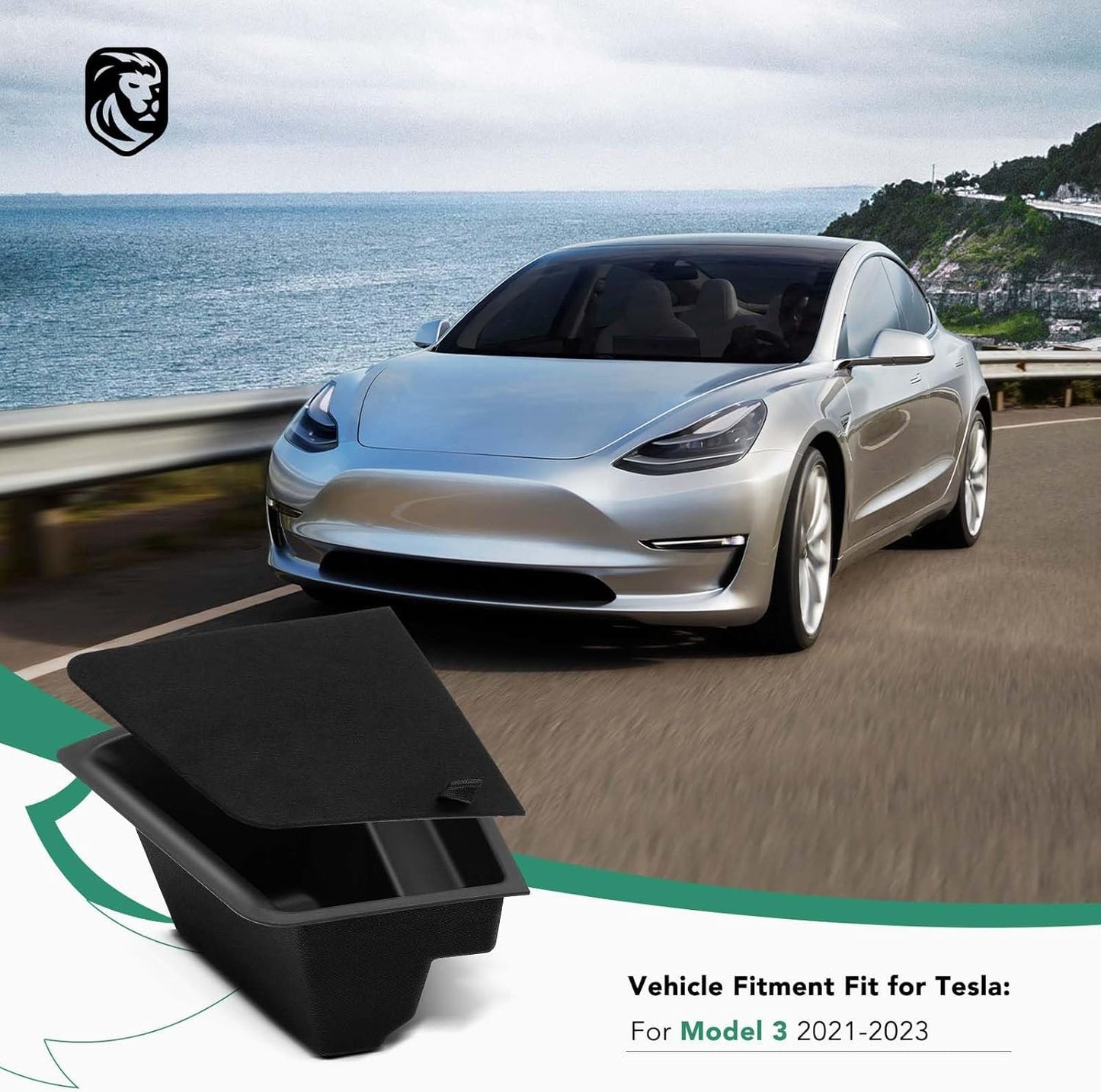 YHTAUTO Trunk Side Organizer Storage Box with Lids Fit for Tesla Model 3 Accessories 2020 2021 2022 2023 TPE Rear Trunk Storage Bins Flocking Waterproof Odorless (Not Fit 2024 Model 3 Highland)