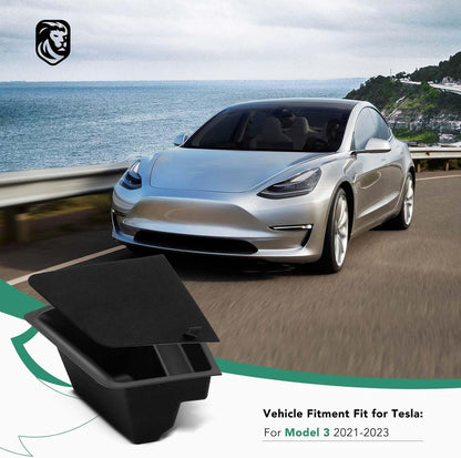 YHTAUTO Trunk Side Organizer Storage Box with Lids Fit for Tesla Model 3 Accessories 2020 2021 2022 2023 TPE Rear Trunk Storage Bins Flocking Waterproof Odorless (Not Fit 2024 Model 3 Highland)