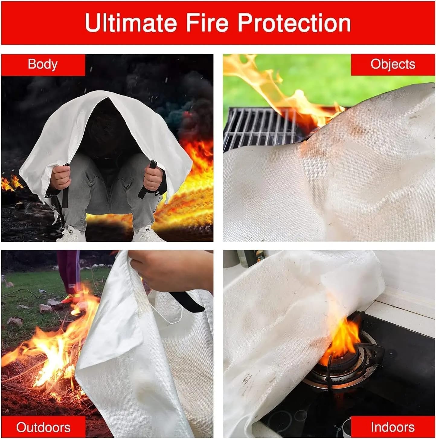 Liwes Emergency Fire Blanket,Fire Extinguishers Tent Boat Emergency Blanket Survival Fire Shelter Safety for Home, School, Fireplace, Grill, Car, Office, Warehouse (39.4" x 39.4") (1-Pack)