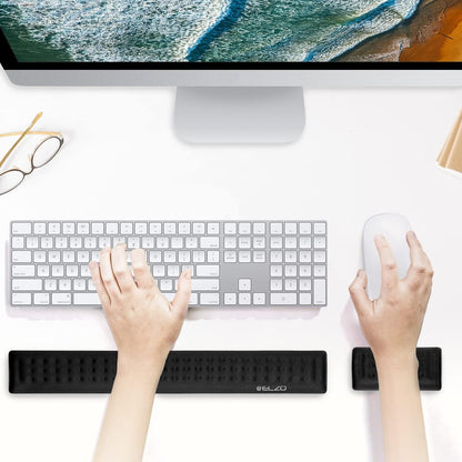 ELZO Keyboard Wrist Rest Pad Support with Comfortable Memory Foam Padding, Nonslip Rubber Base and Ergonomic Design for PC Computer Laptop Mac