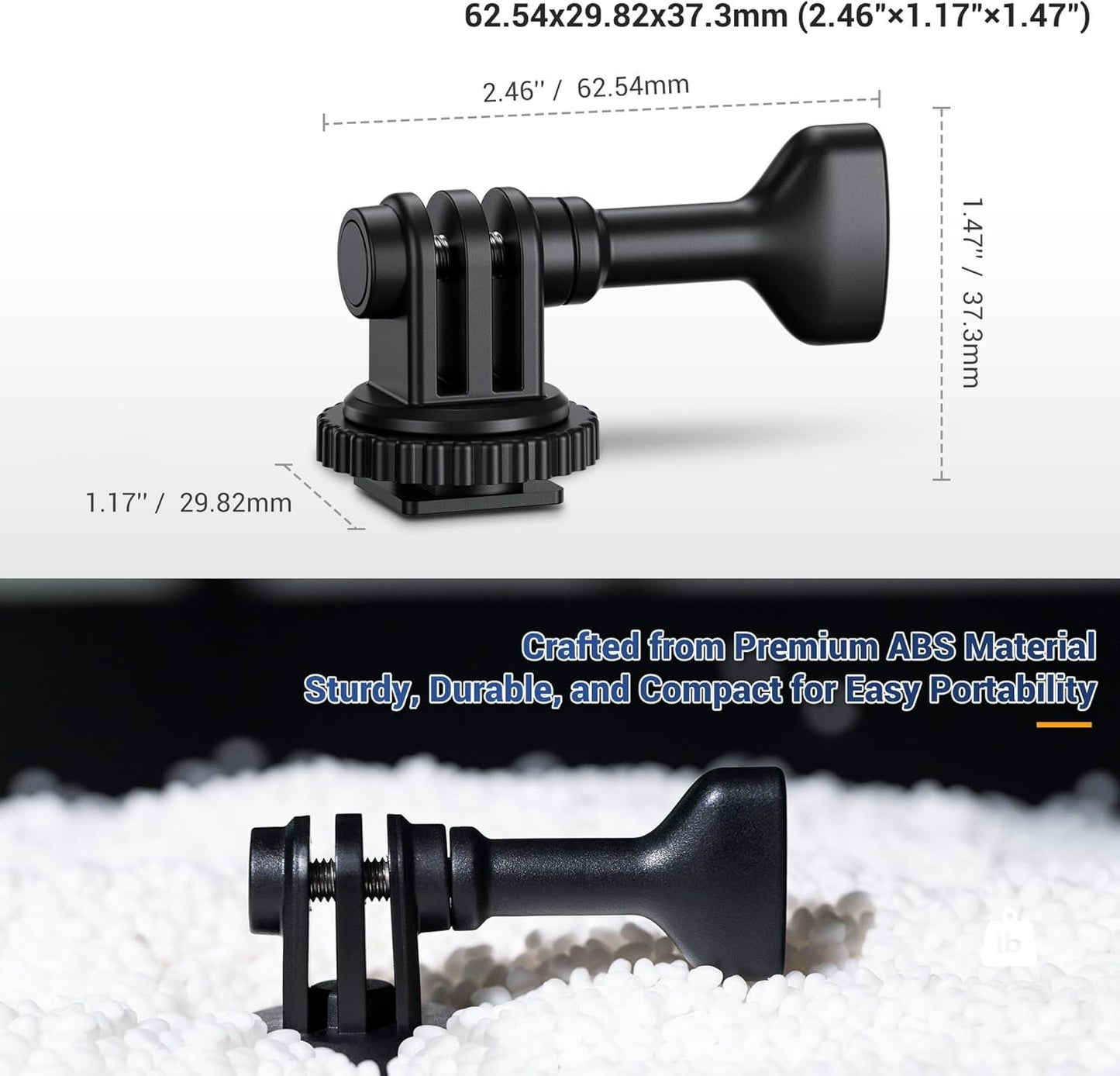 JJC 2-in-1 Tripod Mount & Hot Shoe Camera Mount Adapter for GoPro Go Pro Hero 13 12 11 10 9 8, DJI Osmo Action 5 4 3 & More Action Camera on 1/4"-20 Tripod or Canon Nikon Fujifilm DSLR Camera