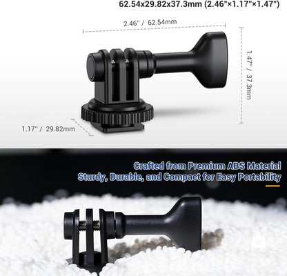 JJC 2-in-1 Tripod Mount & Hot Shoe Camera Mount Adapter for GoPro Go Pro Hero 13 12 11 10 9 8, DJI Osmo Action 5 4 3 & More Action Camera on 1/4"-20 Tripod or Canon Nikon Fujifilm DSLR Camera