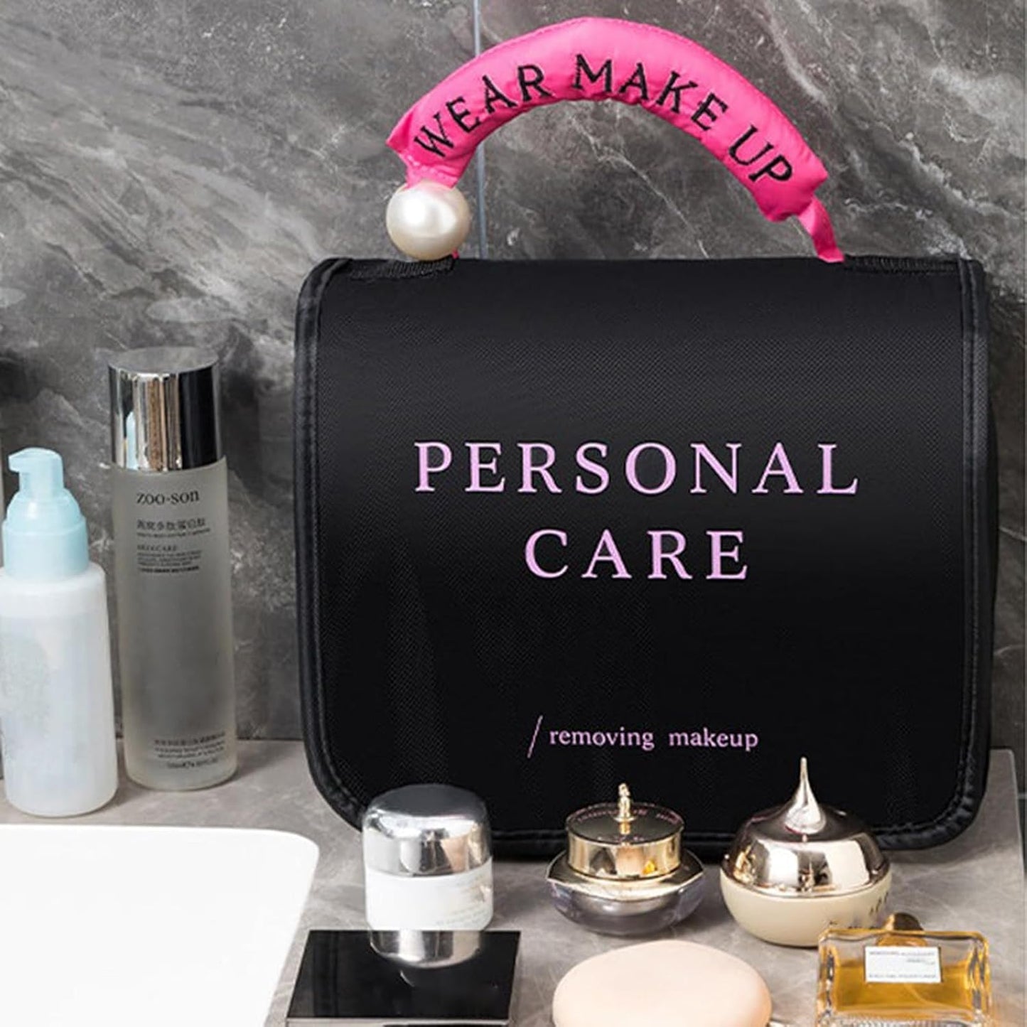 Portable Travel Toiletry Bag, Waterproof Makeup Organizer, Compartmented Storage, Lightweight Design, Multiple Pockets, Crafted from Polyester Material, 9.45x4.53x7.87in/9.45x4.53x17.72in