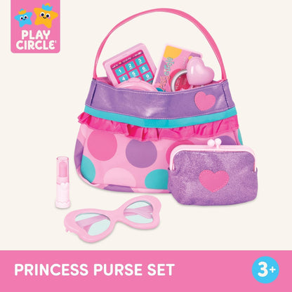 Play Circle by Battat – Princess Purse Style Set – Pretend Play Multicolor Handbag and Fashion Accessories – Toy Makeup, Keys, Lipstick, Credit Card, Phone, and More for Kids Ages 3 and Up (8 Pieces)