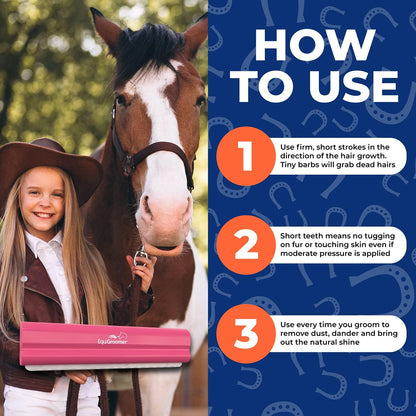 EquiGroomer Large 9" Shedding/Grooming Tool for Horses (Pink)
