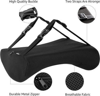 Amazon Basics Seat Cushion & Lumbar Support, Cool Gel Memory Foam, Black, 2-Pack