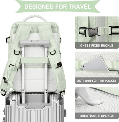 MINYII Travel Backpack for Women Men,Carry On Backpack,17inch Flight Approved Luggage Carry On Water Resistant Computer Multiple
