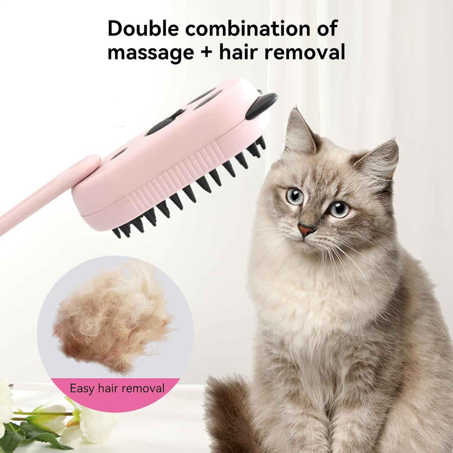 Dog Water Brush,4 in 1 Dog Hair Removal Comb with Water Spray | Steamy Pet Massage Tool, Pet Comb for Shedding, Cleaning, Grooming