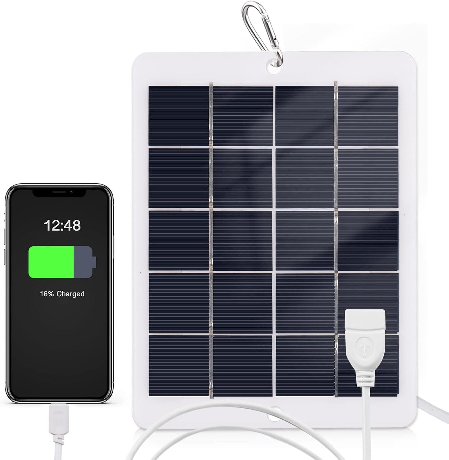 Solar Charger Power Bank,3W 5V Portable Solar Charger Waterproof Solar Panel Charger for Camping with USB Interface for Charging Mobile Phones Mini Fans LED Light