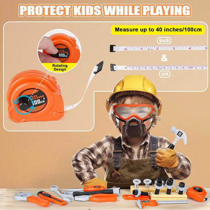 Toy Chainsaw for Kids - Kids Tool Set Pretend Play Construction Toys Kit with Tool Bag, Chainsaw Tool Set Outdoor Preschool Gardening Gift Toys for 3 4 5 Year Old Boys & Girls