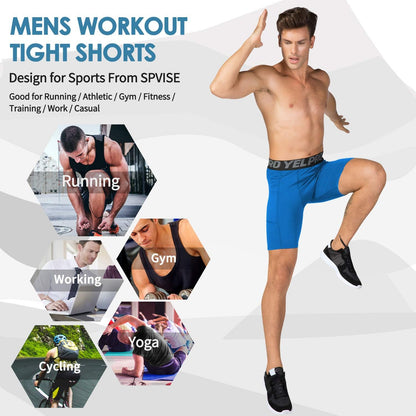 SPVISE Compression Shorts Men 1/3 Pack, Dry Fit Compression Underwear Spandex Running Shorts, Workout Athletic Shorts Pocket