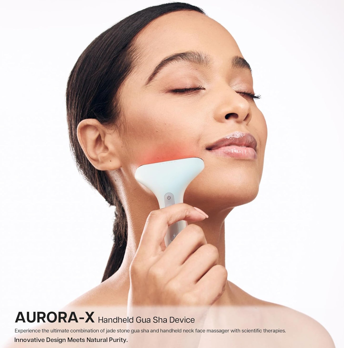 VRAIKO Aurora-X Handheld Gua Sha Device, White Jade Neck Face Massager with Thermal, Vibration and Massage Tail, for Face Sculpting Anti-Aging and Relaxation at Home