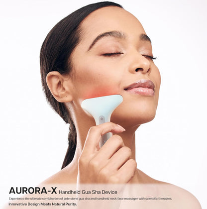 VRAIKO Aurora-X Handheld Gua Sha Device, White Jade Neck Face Massager with Thermal, Vibration and Massage Tail, for Face Sculpting Anti-Aging and Relaxation at Home