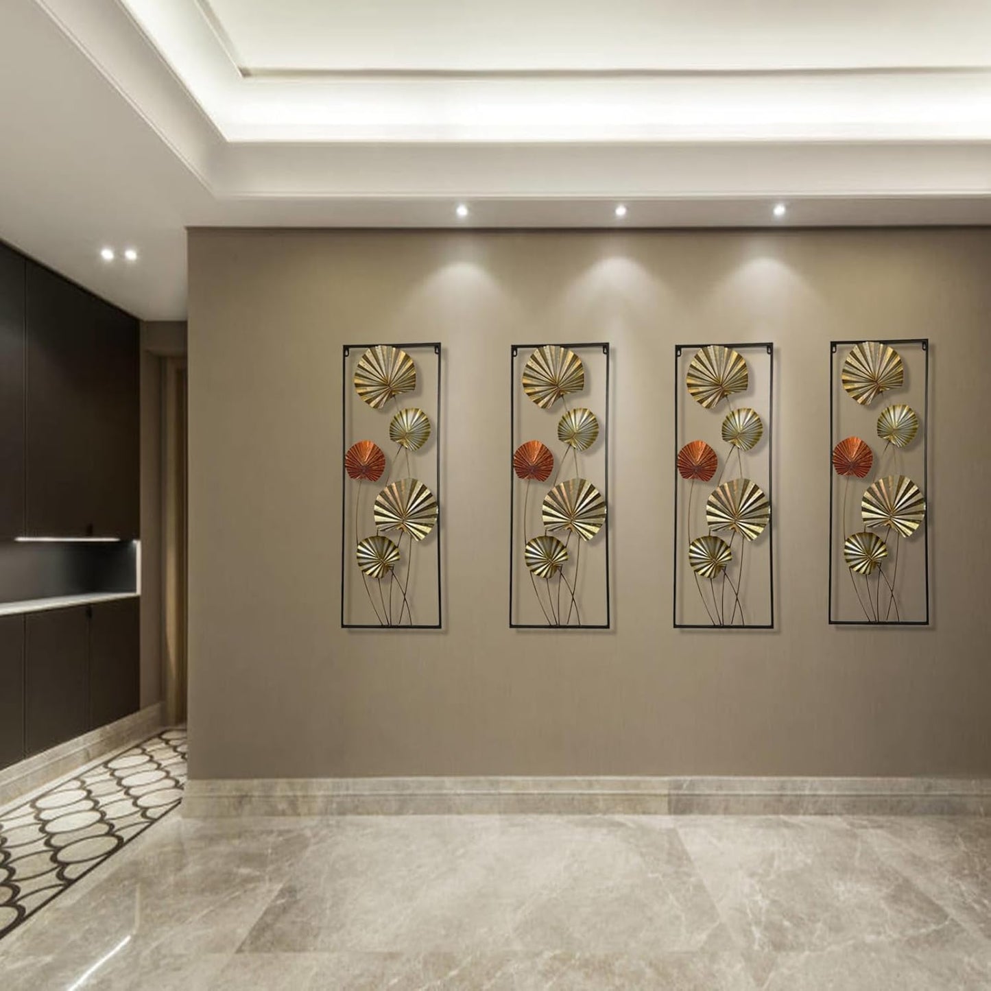 Metal Wall Art, 86cm Lotus Leaf,Spring Leaves Hanging Framed Wall Arts,3D Folowers Home Garden Decor,Sculpture for Indoor Outdoor