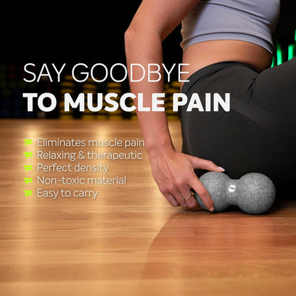 FIZYO Double EPP Massage Ball 16x8cm - Muscle Massager for Back, Neck, Foot and Trigger Point for Physical Therapy, Yoga, CrossFit, Pilates, Recovery and Rehabilitation (Grey)