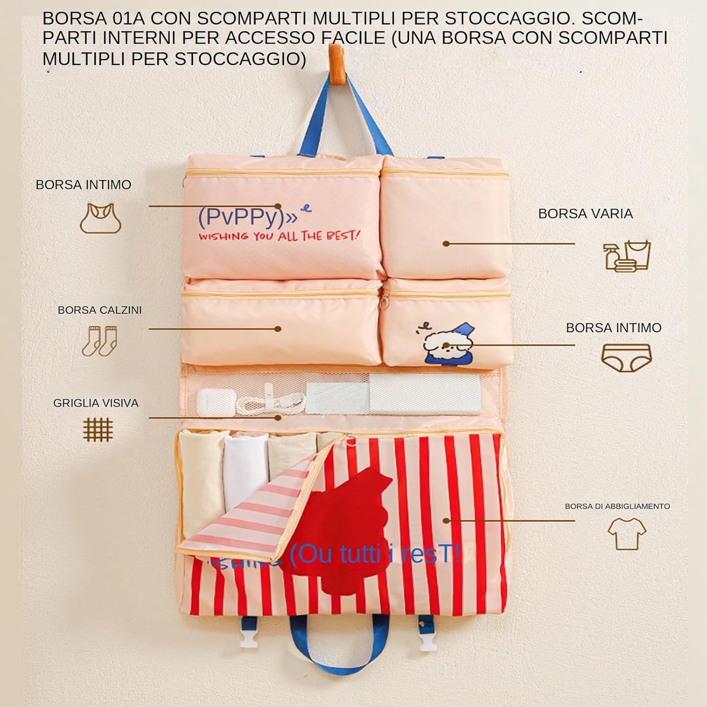 Underwear Travel Bag with Zipper Compartments, Foldable Bra Organizer Case for Efficient Packing, Lightweight Storage Pouch Closet, Dorm, Hotel, and Everyday Travel Essentials